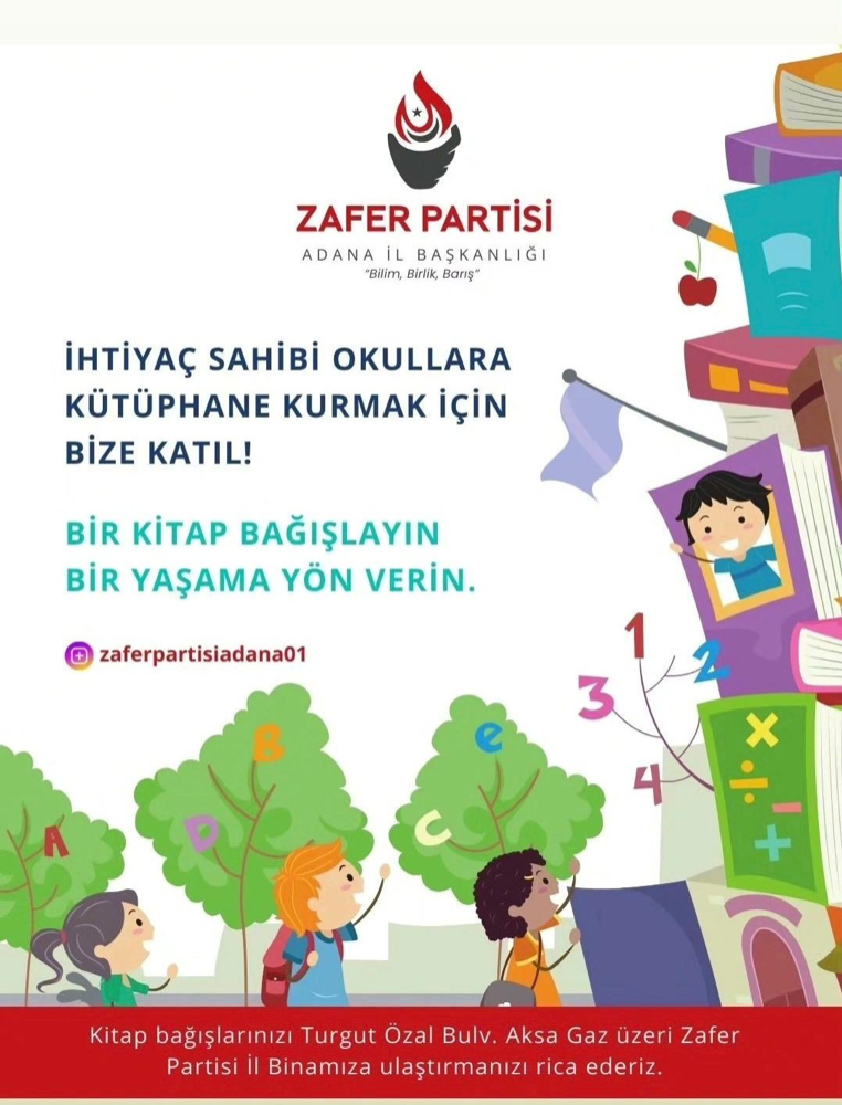 Adana Zafer Partisi’nden kitap bağış kampanyası