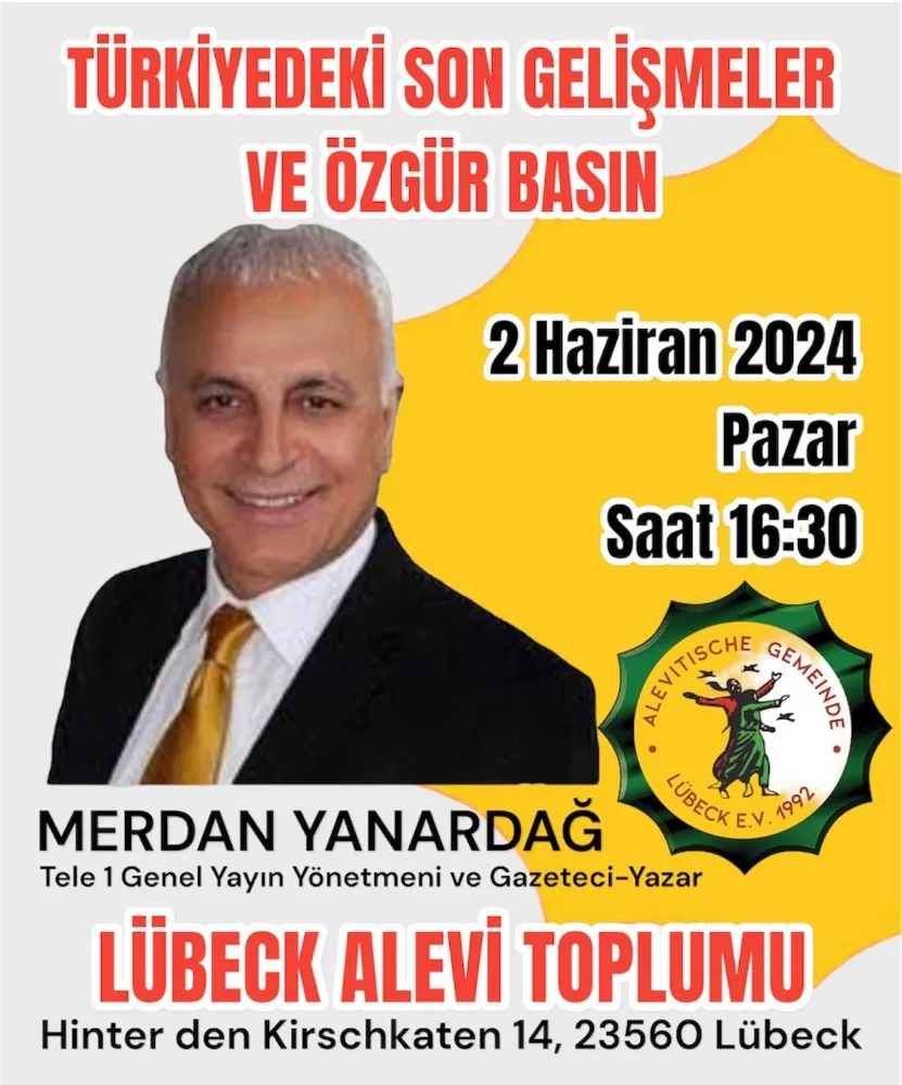 Merdan Yanardağ bu hafta sonu Konferanslar için Hamburg ve Lübecke geliyor