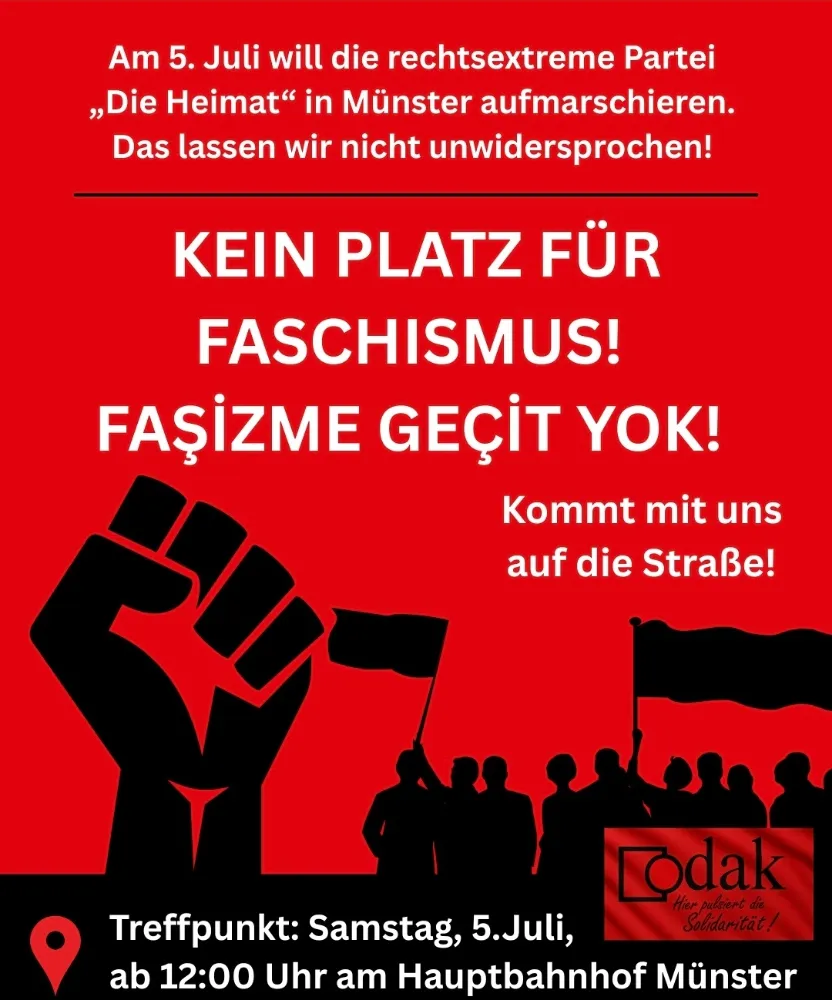 Münster’de Anti faşist karşı protesto